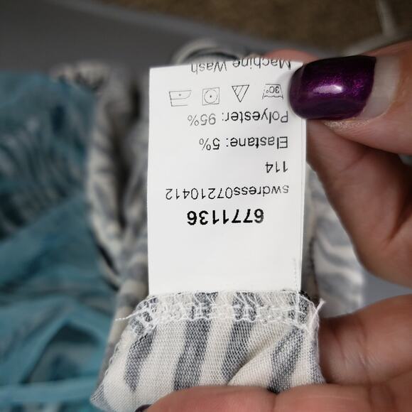 Shein Curve Sz 0X Mesh Overlay Maxi Dress Zebra Print Aqua Maximalist Whimsigoth - Picture 8 of 11